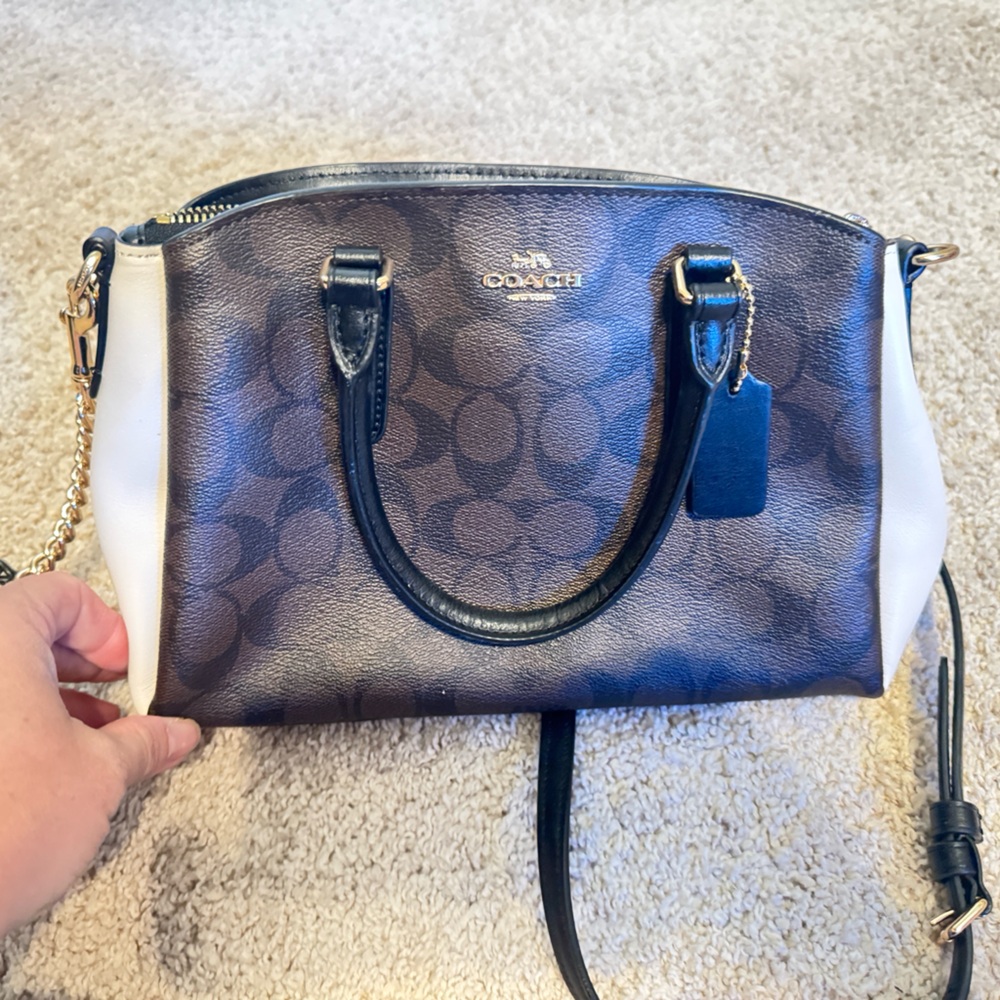 Authentic Coach Dark Brown and Cream Satchel